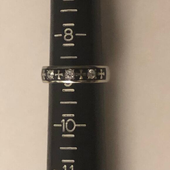 Stainless steel ring with‎ cross and 3 CZs size 9 - Picture 7 of 7